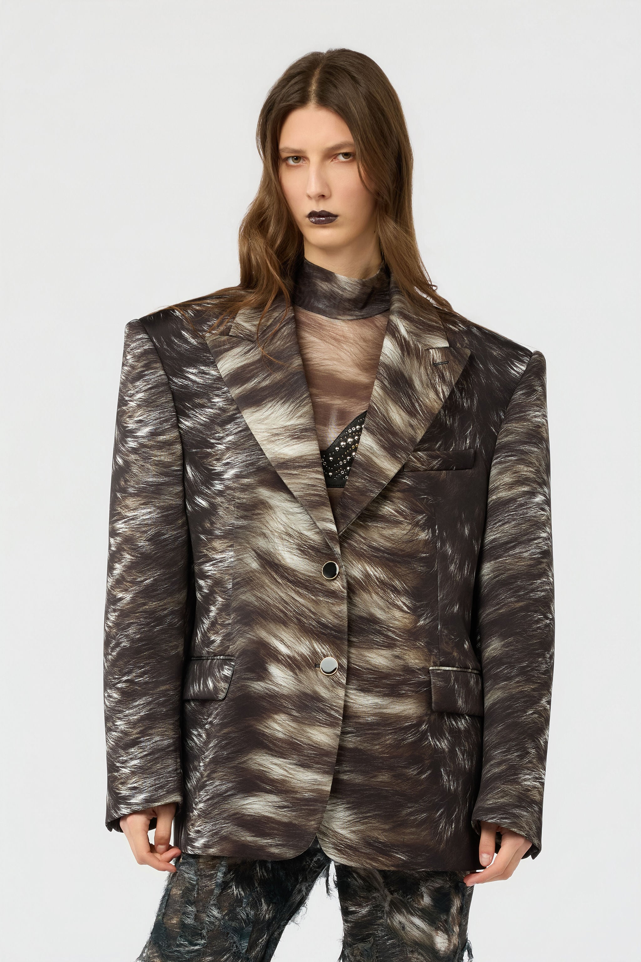 RC Giacca Con Stampa Silver Fur RC Giacca Con Stampa Silver Fur BLACK/BEIGE XWT400-NVT79
