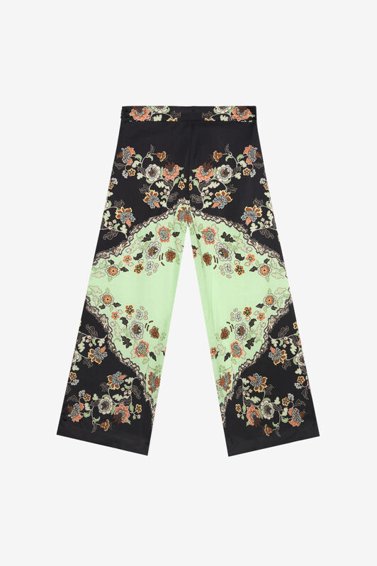 JU Weite Hose mit Kimono-Print GREEN/BLACK XJT22P-7HT67