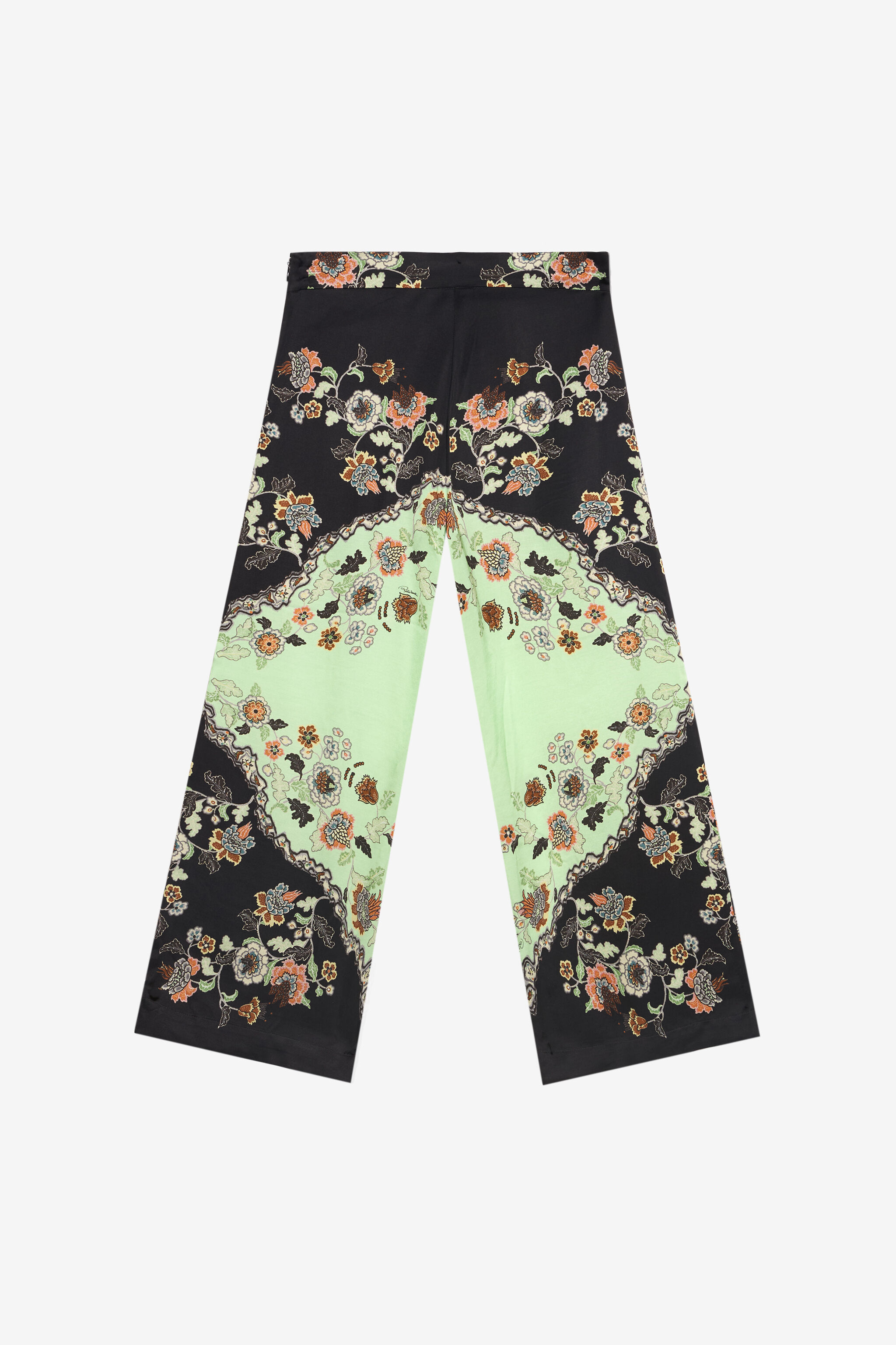 JU Weite Hose mit Kimono-Print GREEN/BLACK XJT22P-7HT67