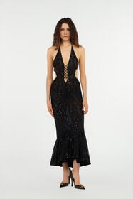 RC Long fitted dress with sequins and cut-out NERO VWR148-RP001
