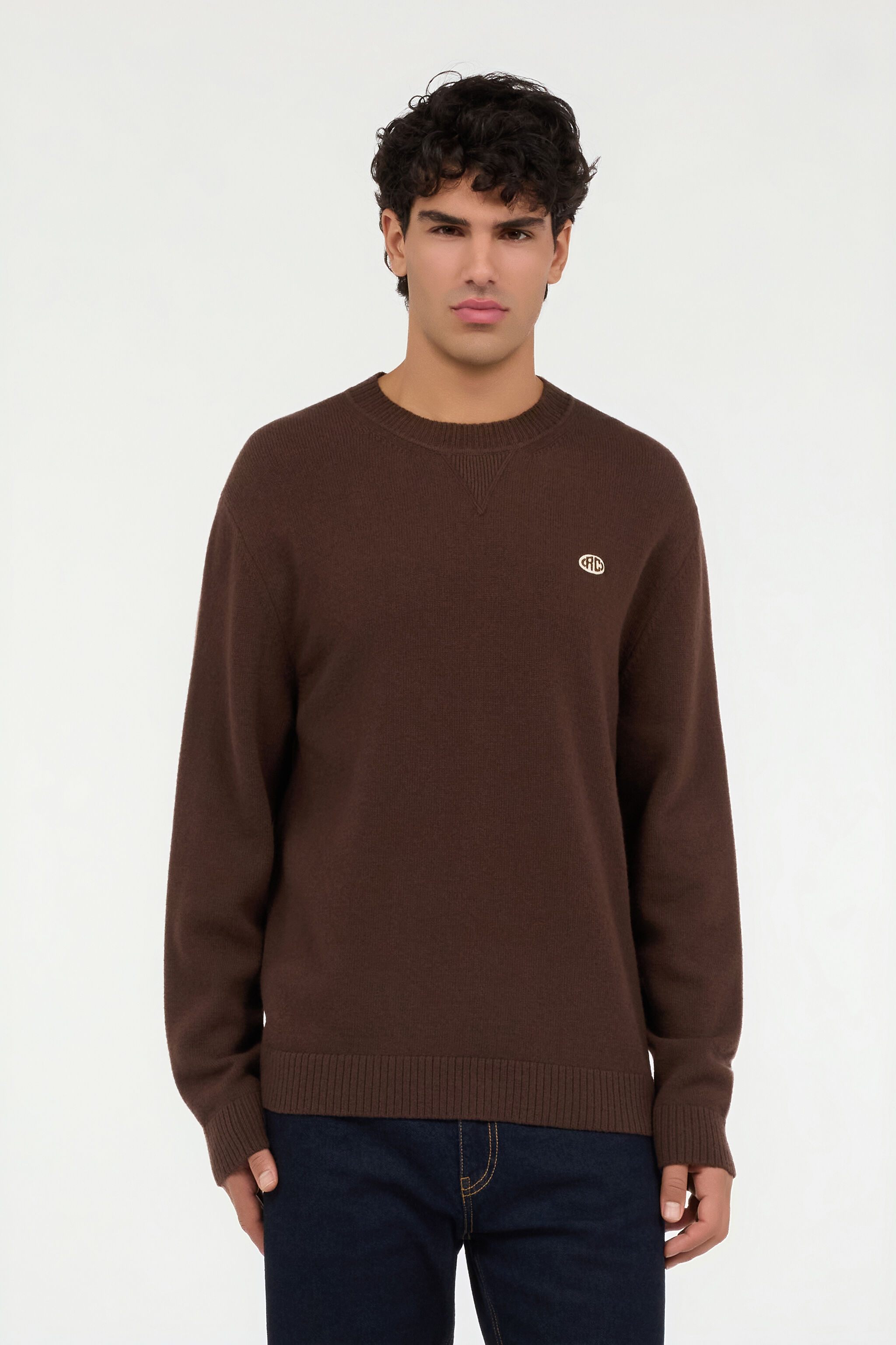 Chocolate sweater with RC monogram in CHOCOLATE for Men | Roberto