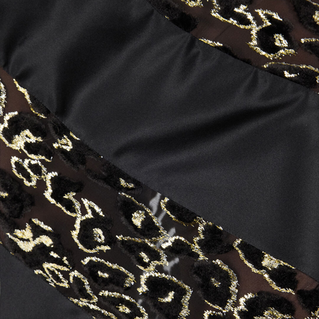 Long See-Through Dress With Leopard Print Pattern in NERO ORO for
