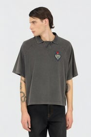JC Grey Polo Shirt With Embroidered Detail BLACK WFT065-WF095