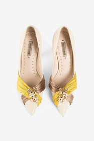 RC Slingback-Pumps mit Tigerzahn Hellbraun/Gelb QWS021-PN222
