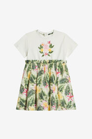 JU Dress With Broderie Anglaise And Printed Skirt MILKY WHITE UJT106-JD001