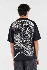 RC T-Shirt En Coton Avec Tigres Et Logo Noir VRT62E-JD060