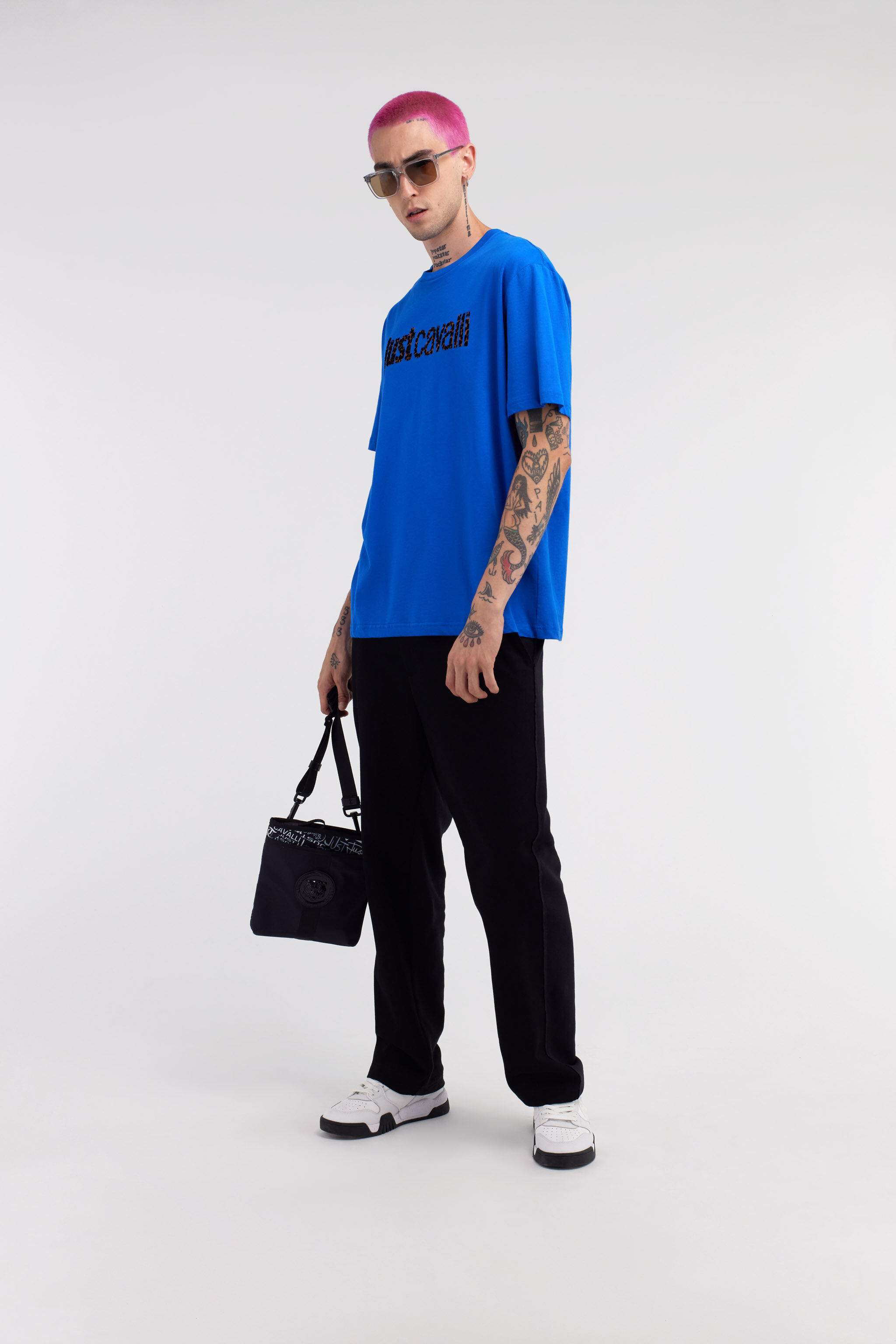 JC Just Cavalli Logo T-Shirt JC Just Cavalli Logo T-Shirt Blau RRT925-RR187