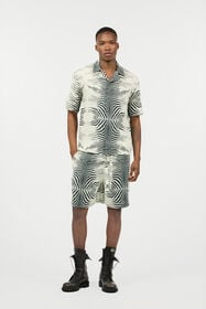 RC Bermuda In Lino Con Stampa Mini Zebra Nero/Bianco URT271-3HN49