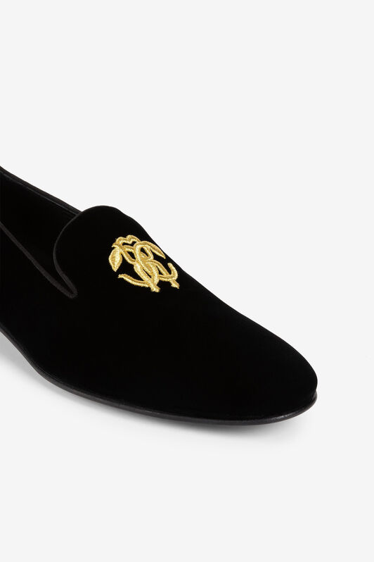 RC Mocassini in velluto con Monogram Mirror Snake Nero RRS029-VL039
