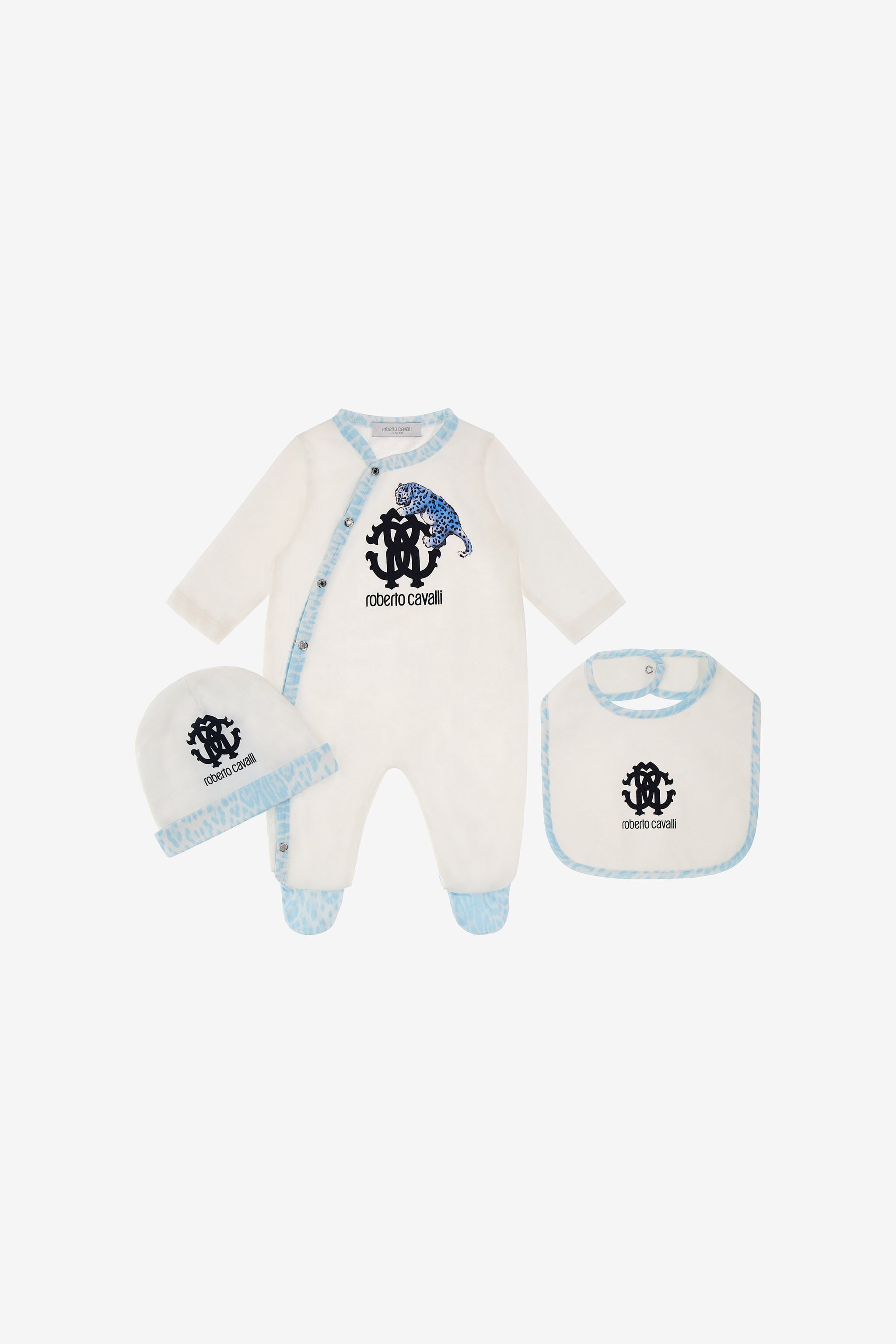 JU RC Monogram embroidery babygrow set JU RC Monogram embroidery babygrow set Light blue SJT857-JD001