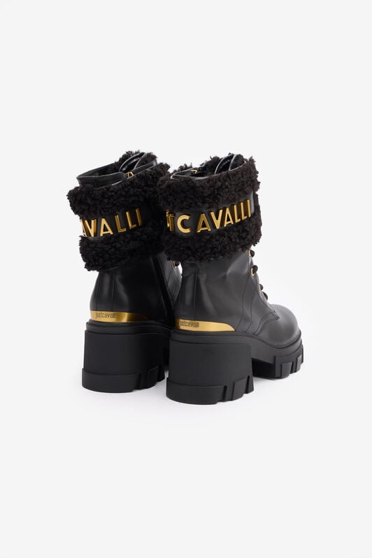 JC Combat Boots With Faux Fur And Logo JC Combat Boots With Faux Fur And Logo Black TFS072-TF392