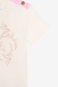 JU Cream T-Shirt with Monogram RC MILKY WHITE VJT62L-JD001