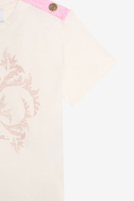 JU Cream T-Shirt with Monogram RC JU Cream T-Shirt with Monogram RC MILKY WHITE VJT62L-JD001