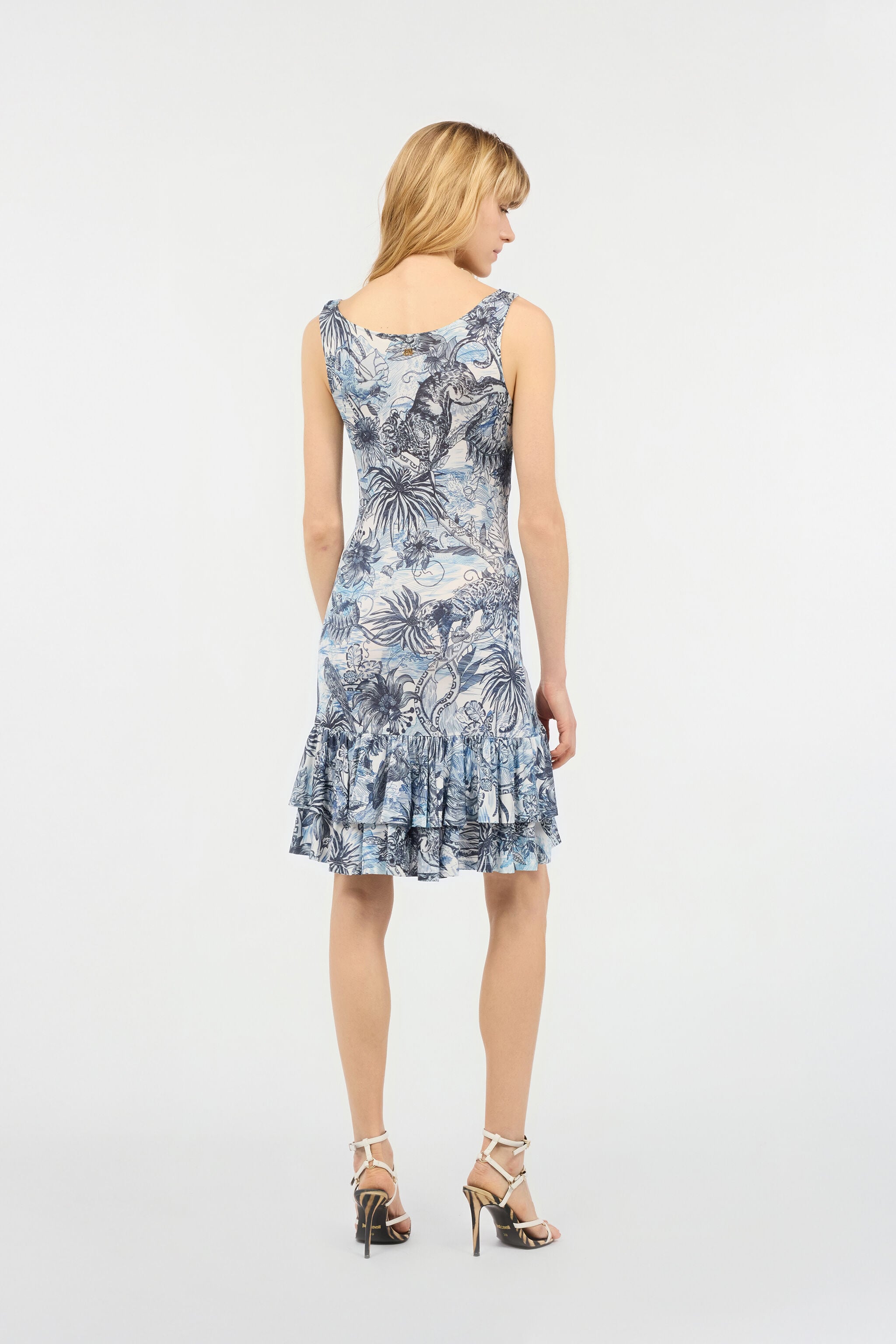 JC Short Jungle-Print Dress JC Short Jungle-Print Dress Light blue UFT169-UF235