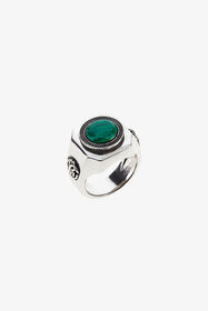 RC Green Stone Signet Ring Silver TRG007-AM021