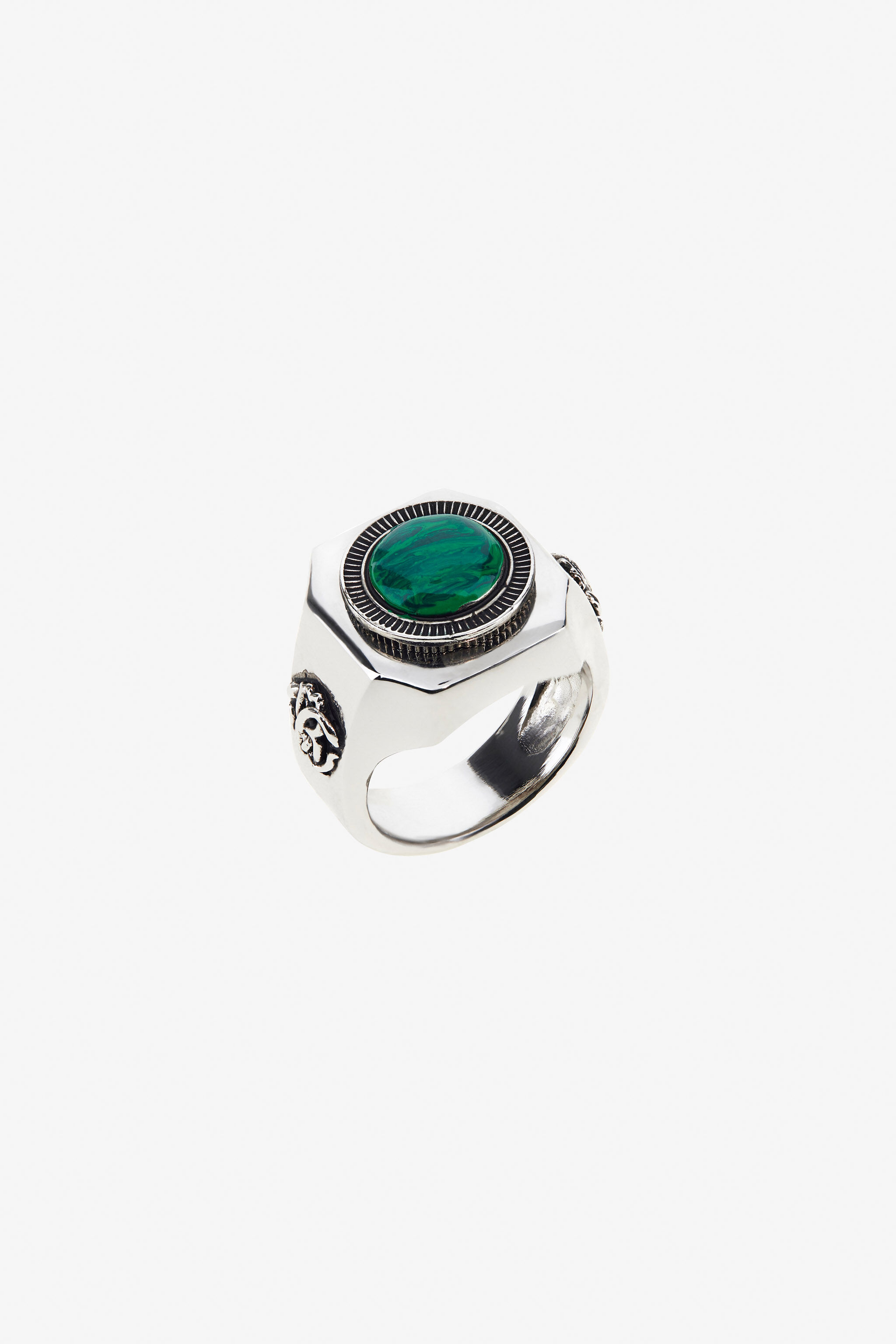 RC Green Stone Signet Ring RC Green Stone Signet Ring Silver TRG007-AM021
