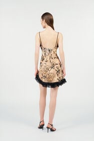RC Floral Devoré Silk Dress Mini ROSA/NERO VKT118-FC008