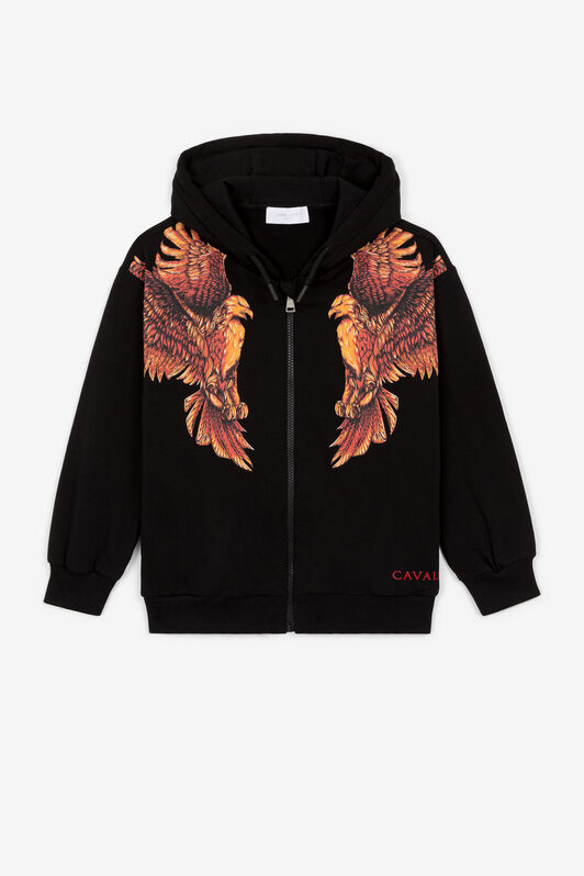 JU Phoenix And Logo-Print Hoodie Black PJT926-CF050