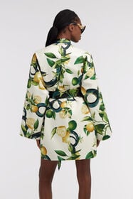 RC Lemon print belted coat Elfenbein SKT502-SWI89