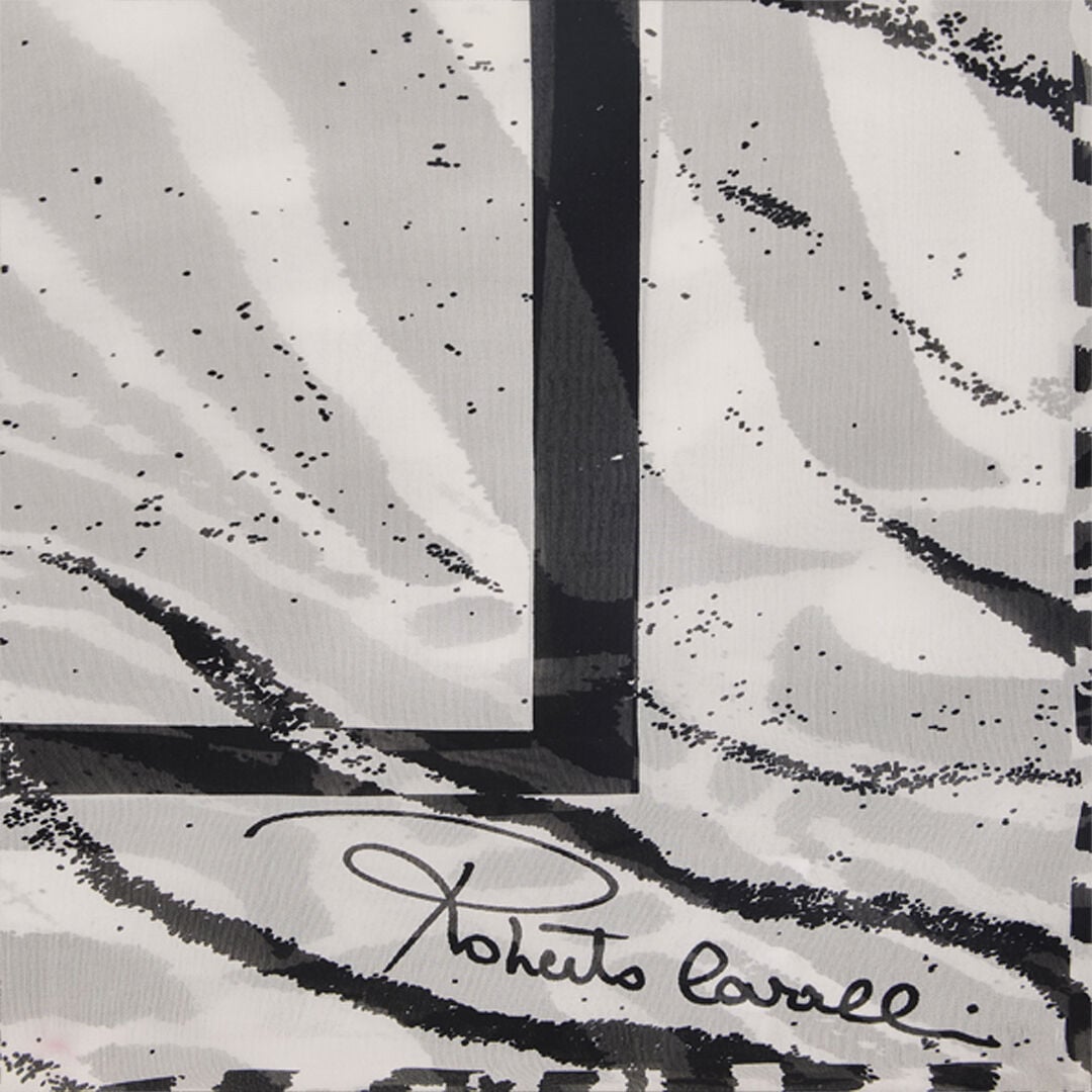 RC Fular De Seda Con Estampado White Tigresse Negro/Blanco UALR02-IR101