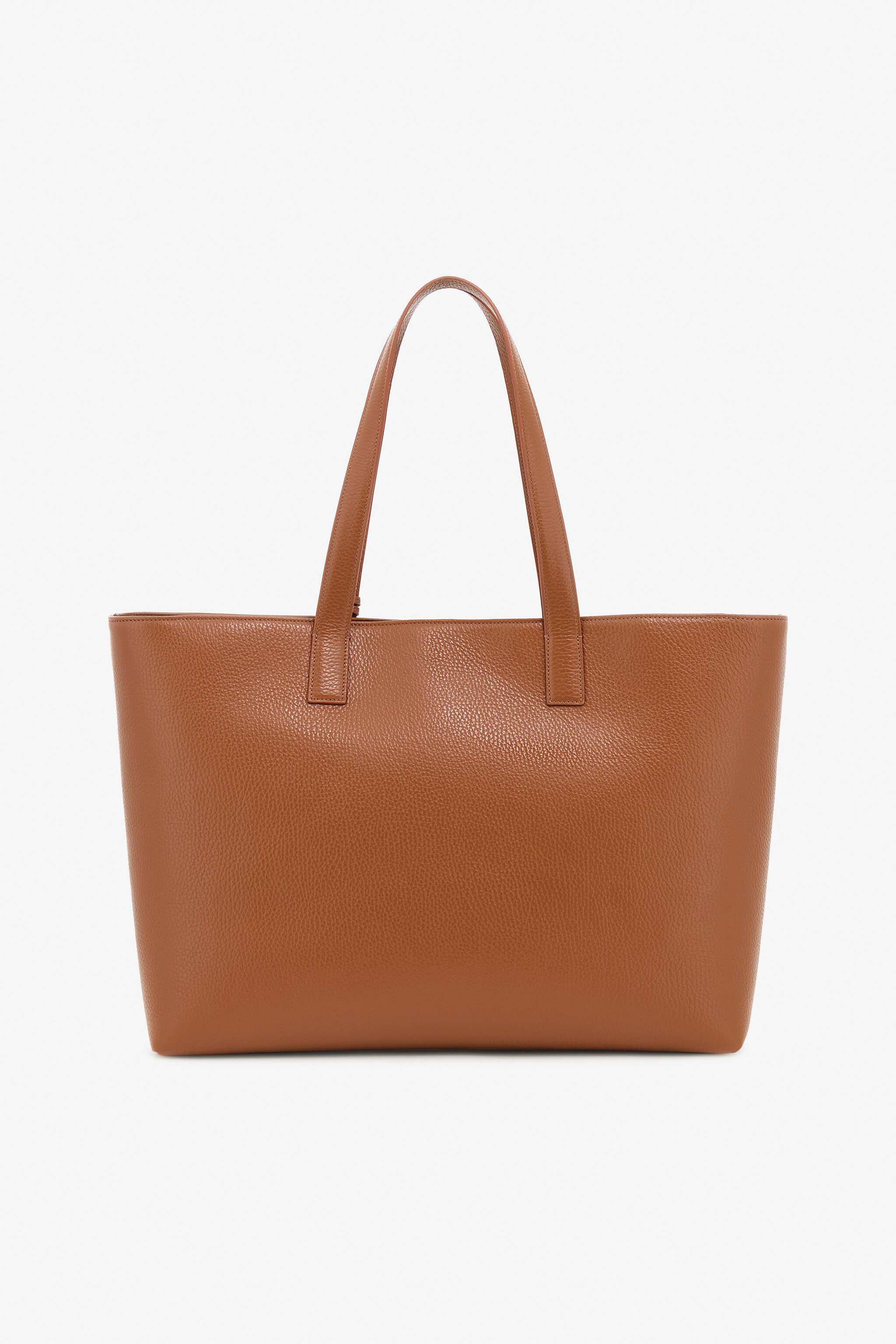 RC Brown Leather Shopping Bag With RC Monogram RC Brown Leather Shopping Bag With RC Monogram Brown SKB016-PZ241