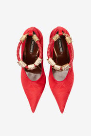 RC Pumps With Jacquard Pattern And Jewel Strap Red VKS112-TJ033