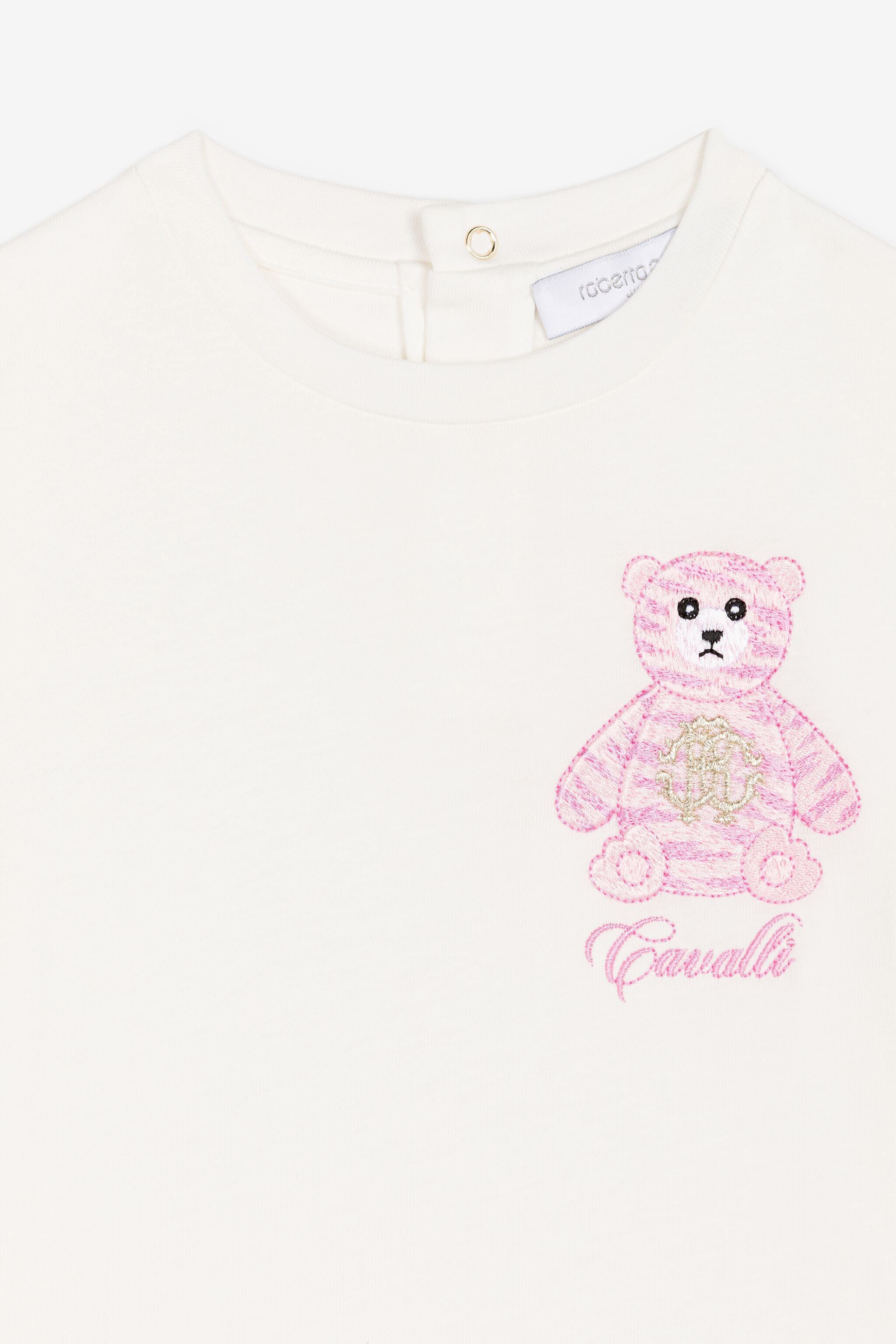 JU T-Shirt mit Teddy-Stickerei JU T-Shirt mit Teddy-Stickerei Weiß RJT606-JD001