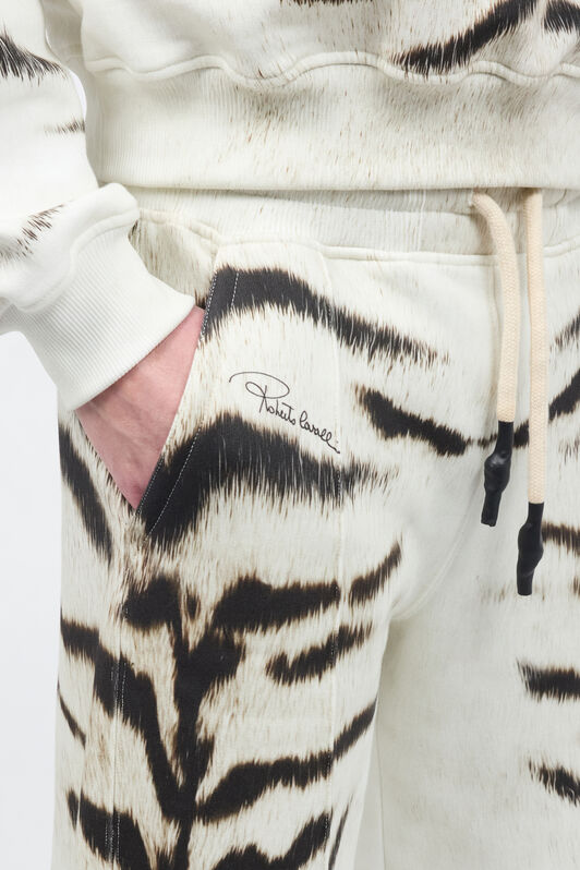 RC Man Sports Pants With White Tigresse OGAT X Roberto Cavalli Print Black/White UNT25A-2GA39