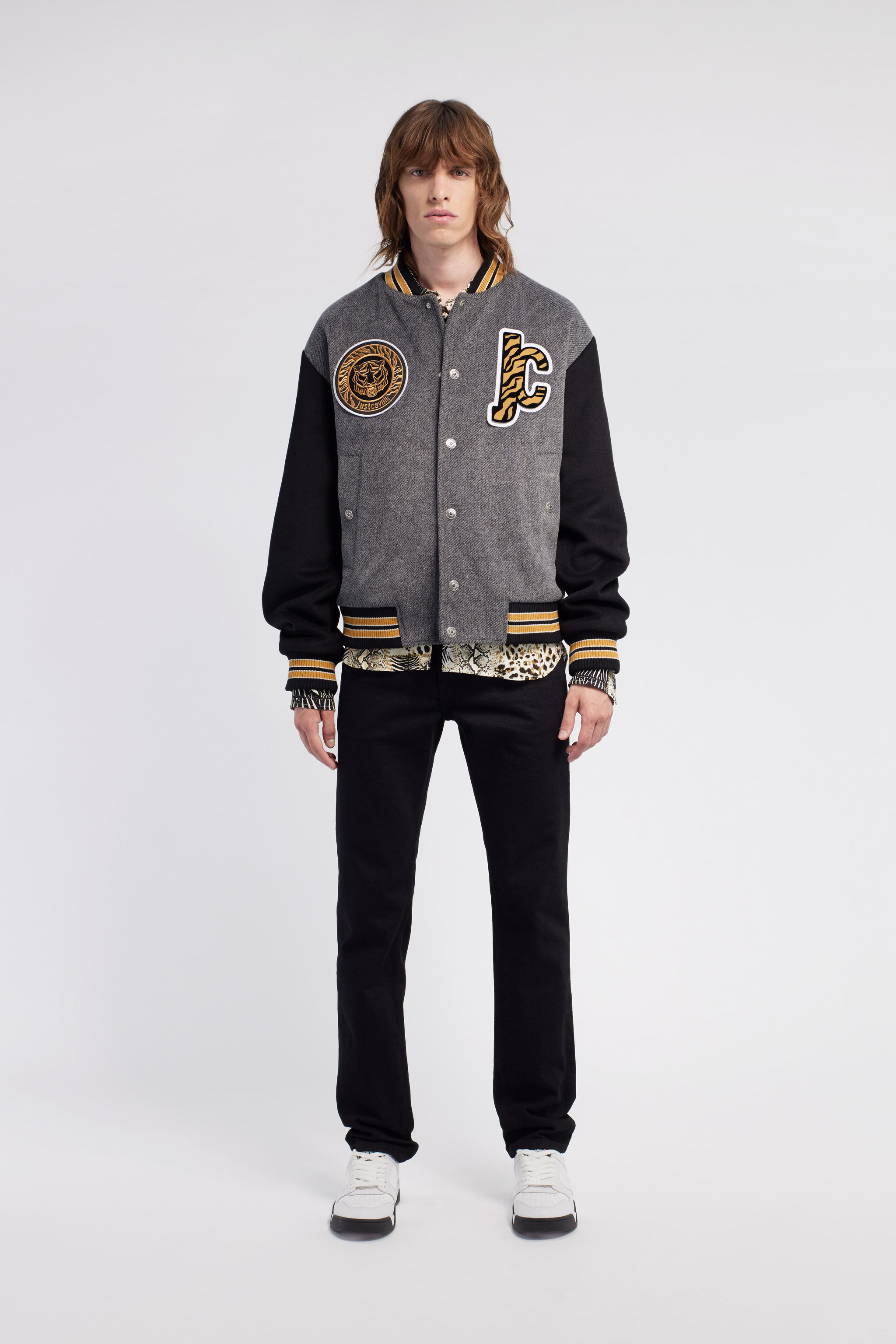 JC Just Cavalli Logo Bomber JC Just Cavalli Logo Bomber Grau RRT021-RR283