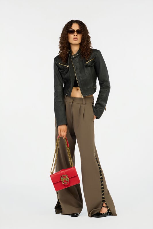 JC Olive Green Wide-Leg Trousers With Hook And Eye Detail JC Olive Green Wide-Leg Trousers With Hook And Eye Detail VERDE 185 VFT143-VF222