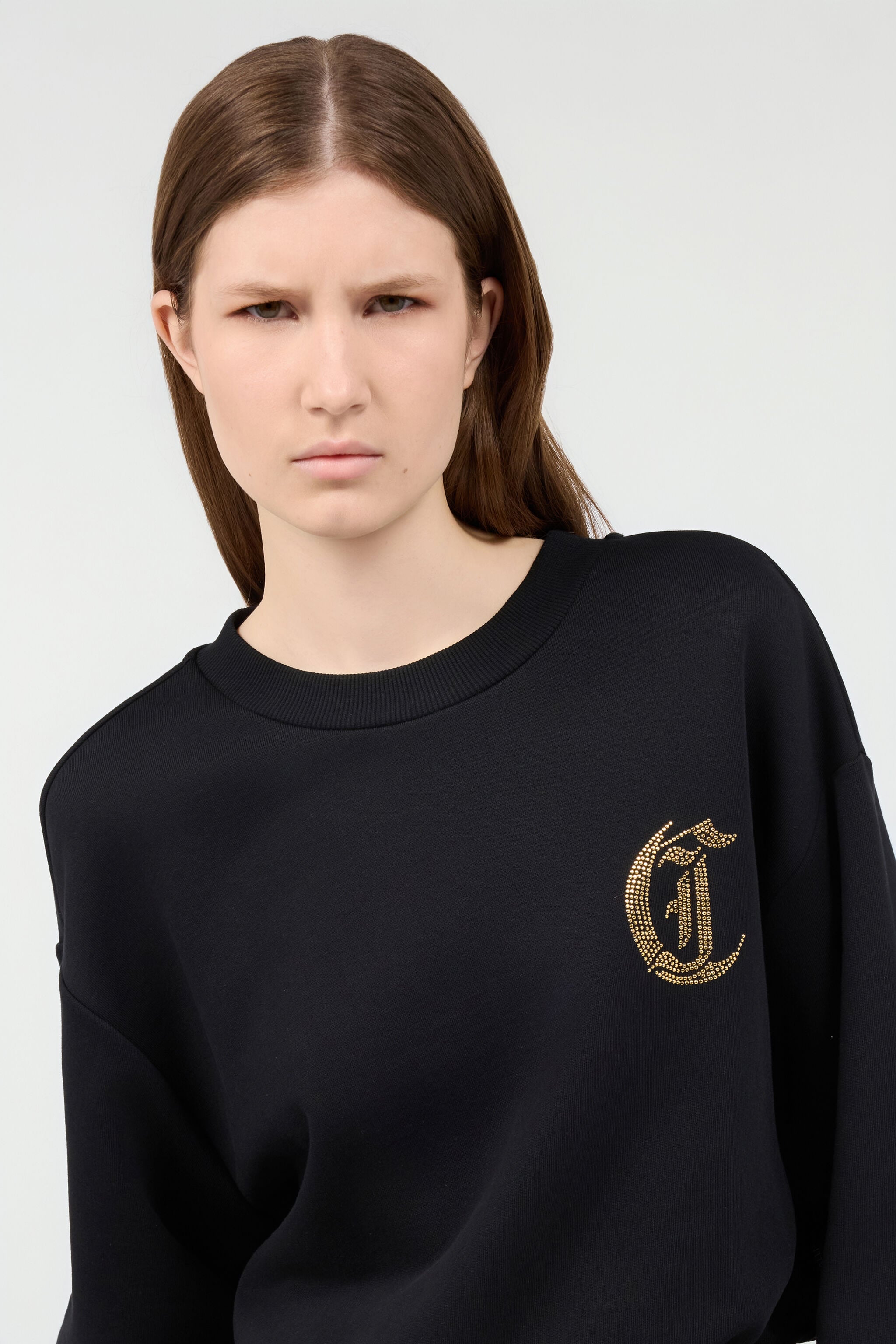 JC Cotton Sweatshirt With Python Band JC Cotton Sweatshirt With Python Band 899 BLACK + 576 EMBE UFS004-UF195