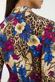 JC Flower Leopard Print Shirt 700 BEIGE + 343 CILI VFT234-VF381