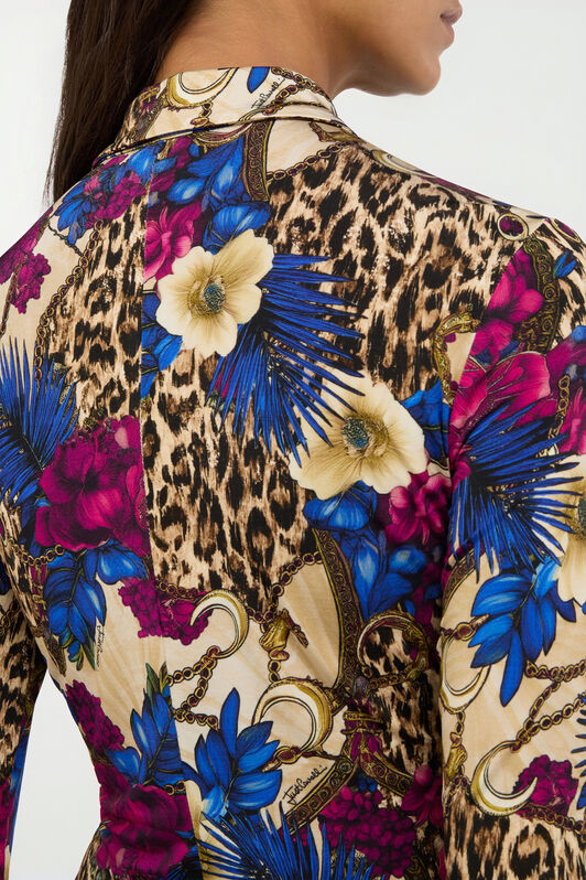 JC Flower Leopard Print Shirt JC Flower Leopard Print Shirt 700 BEIGE + 343 CILI VFT234-VF381