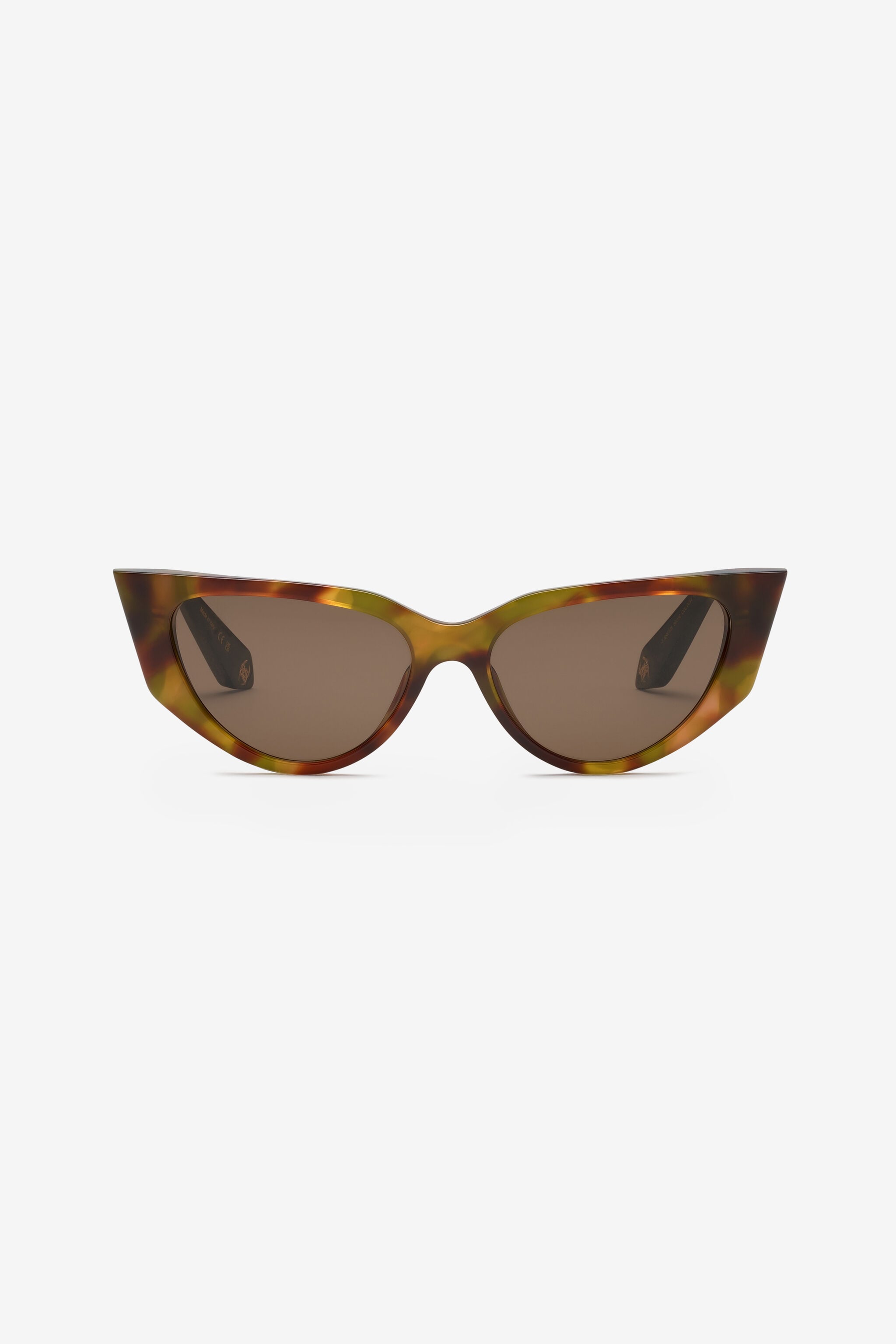 RC Lunettes de soleil en forme d'œil-de-chat avec branches effet écailles RC Lunettes de soleil en forme d'œil-de-chat avec branches effet écailles BROWN/GREEN HAVANA UALD12-ID207