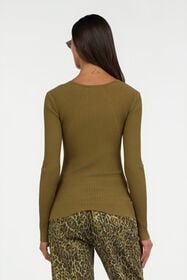 JC Olive Green Ribbed Cut-Out Sweater VERDE 185 VFM038-VF294