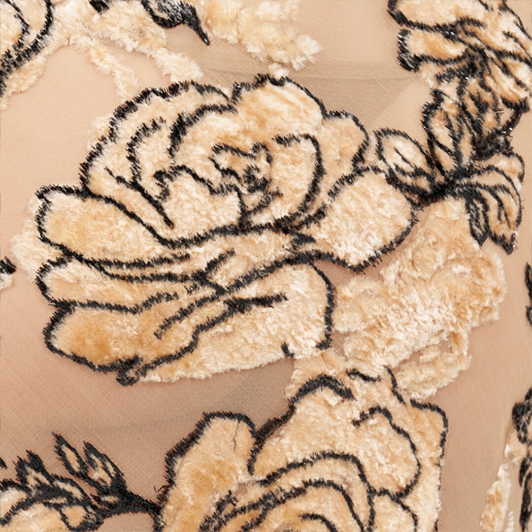 RC Floral Devoré Silk Dress Mini ROSA/NERO VKT118-FC008