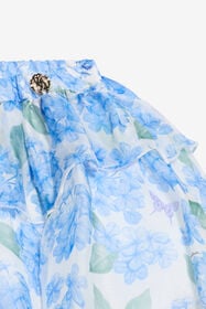 JU Falda De Mezcla De Seda Con Estampado Plumago WHITE/BLUE WJT301-CTR13