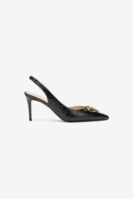 RC Croc-Effect Print Shoes Sling Back BLACK SOS00R-PZ004