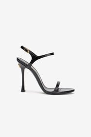 RC Sandales à Talons Hauts en Cuir Noir Effet Croco BLACK SOS00Q-PZ037