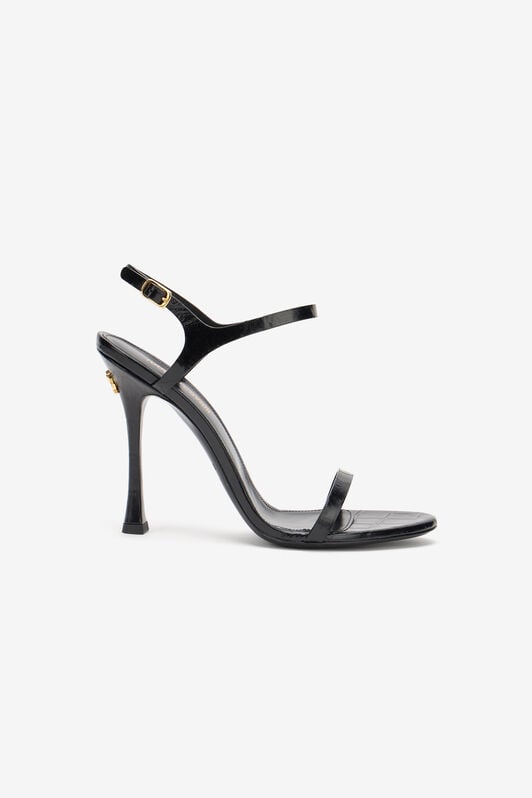 RC Black Croc-Effect Leather High-Heel Sandals BLACK SOS00Q-PZ037