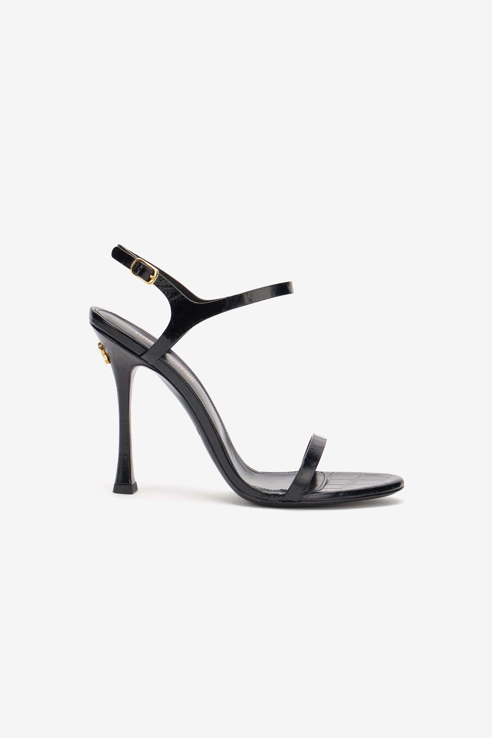 RC Black Croc-Effect Leather High-Heel Sandals BLACK SOS00Q-PZ037