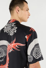 RC Printed Silk Bowling Shirt RC Printed Silk Bowling Shirt Black/Red VNT762-OZP75