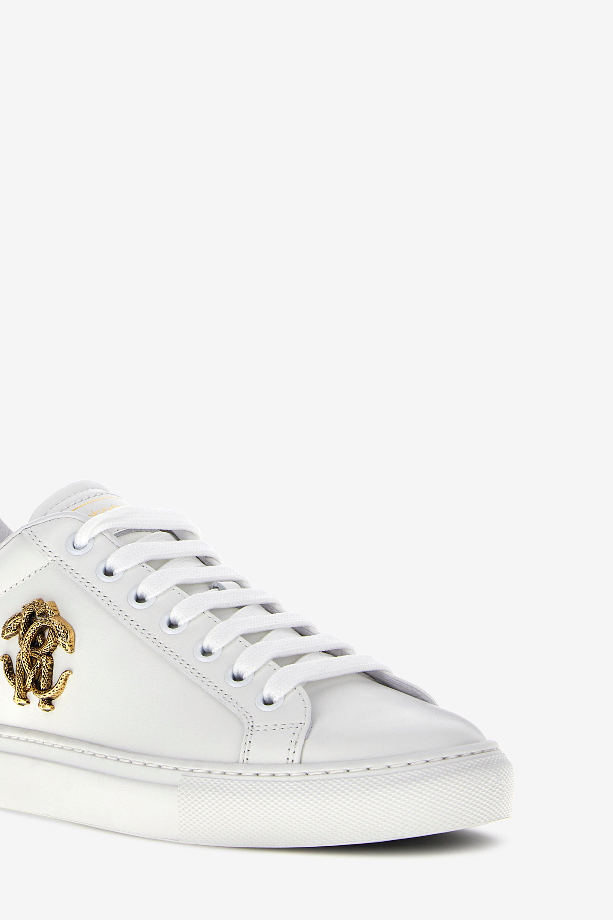 RC Logo-plaque leather sneakers RC Logo-plaque leather sneakers White/Gold RKS038-PZB23