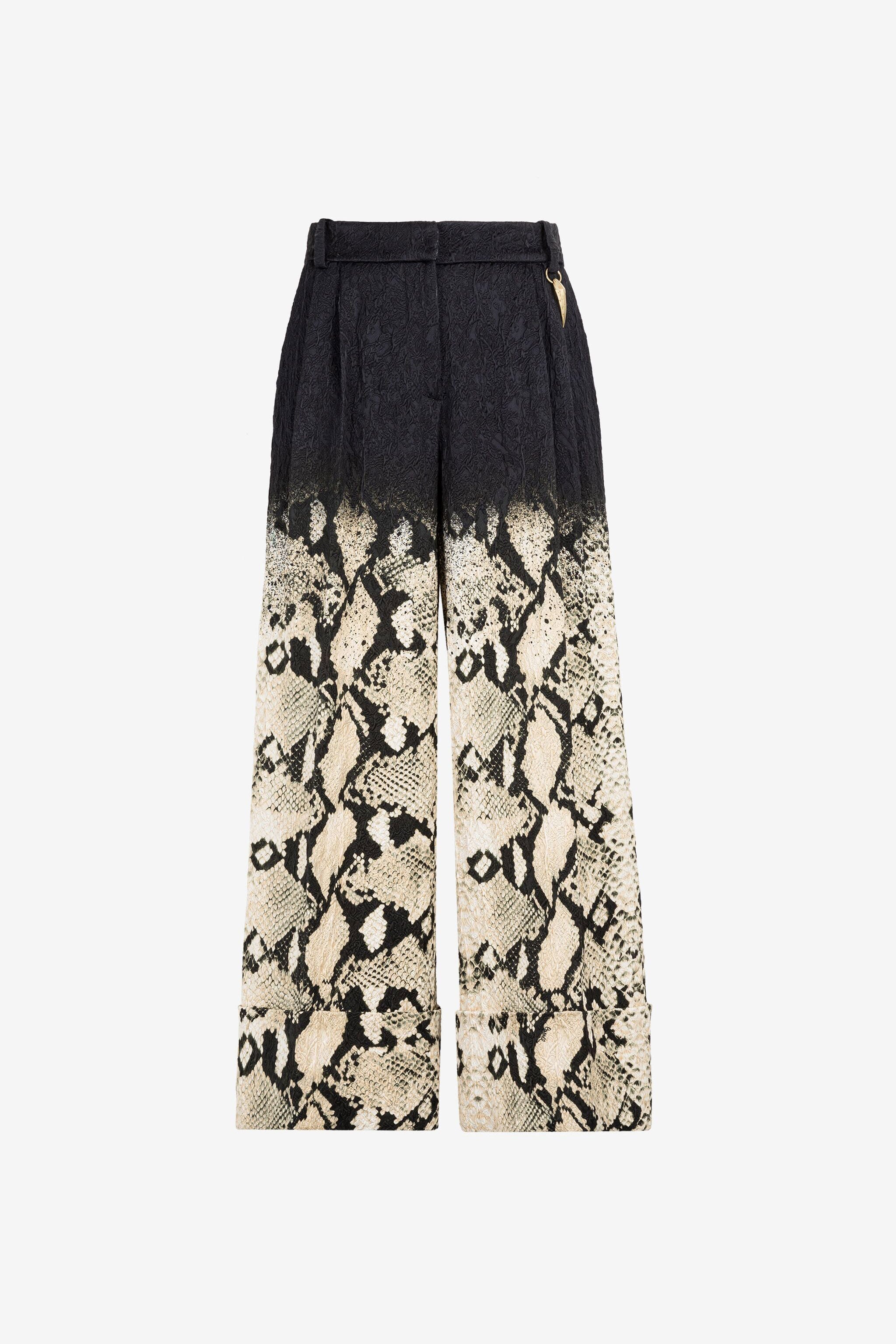 RC Python-Print Wide-Leg Trousers Light brown PKT200-2RE83