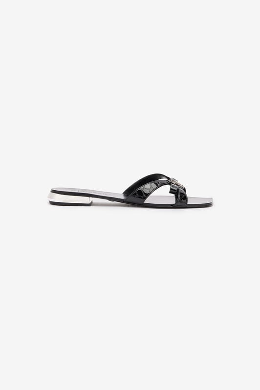 RC Low Sandals With Mirror Snake Monogram RC Low Sandals With Mirror Snake Monogram Black UKS008-PZV97