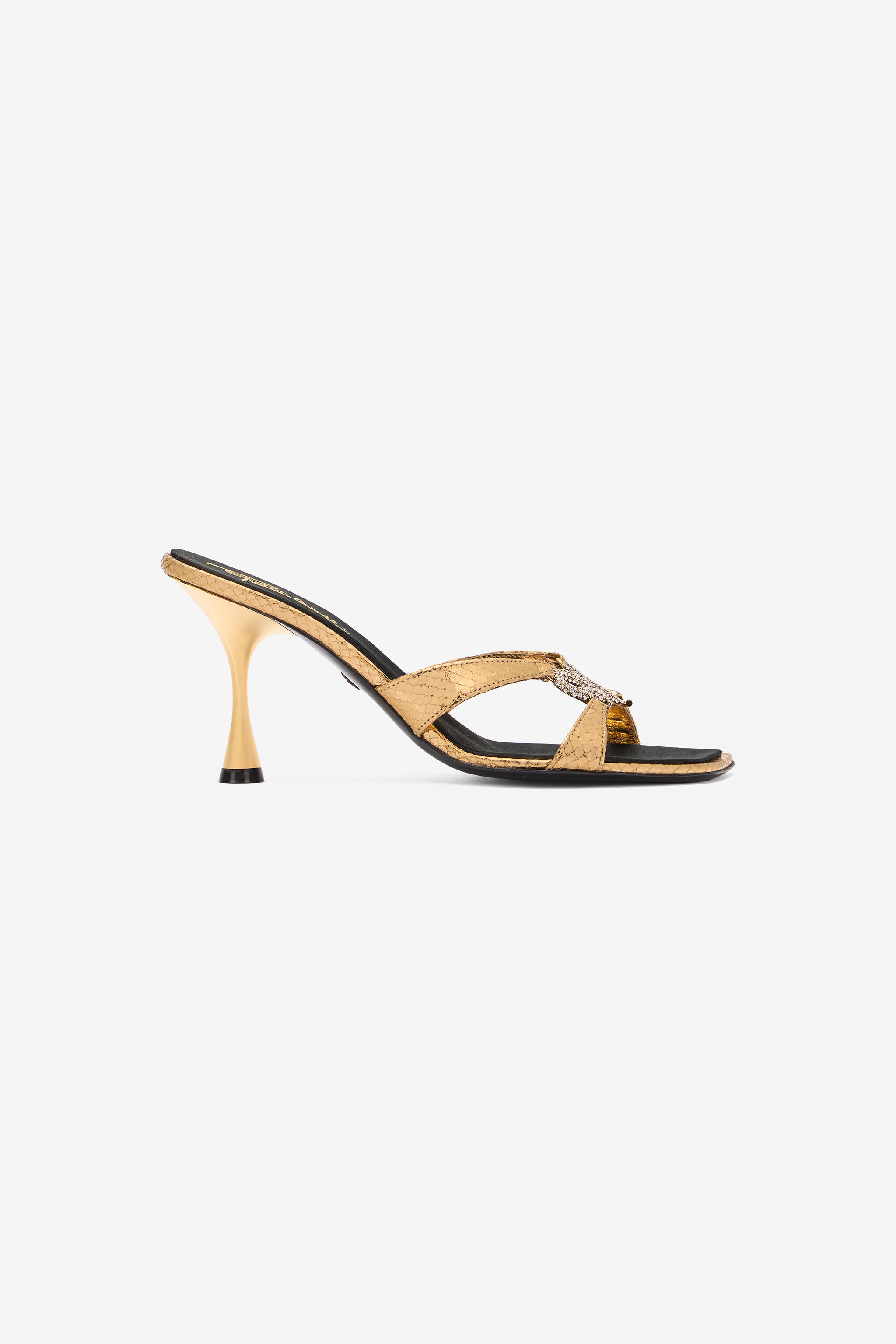 RC Sandals With Snake Print And Bejeweled Snake RC Sandals With Snake Print And Bejeweled Snake Gold UKS013-PZ579