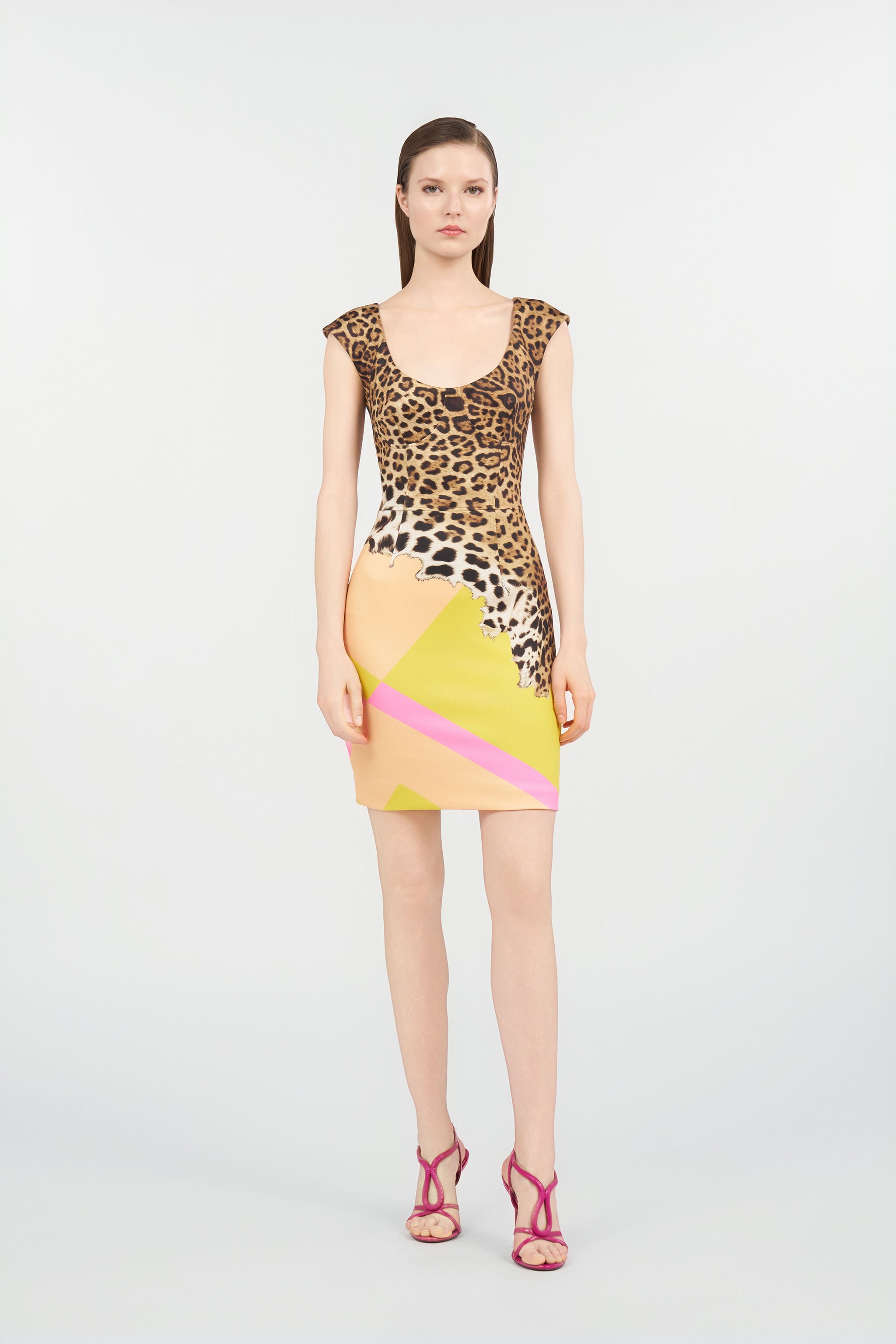 Mini Dress with Cavalli Pop Print in YELLOW for Women | Roberto