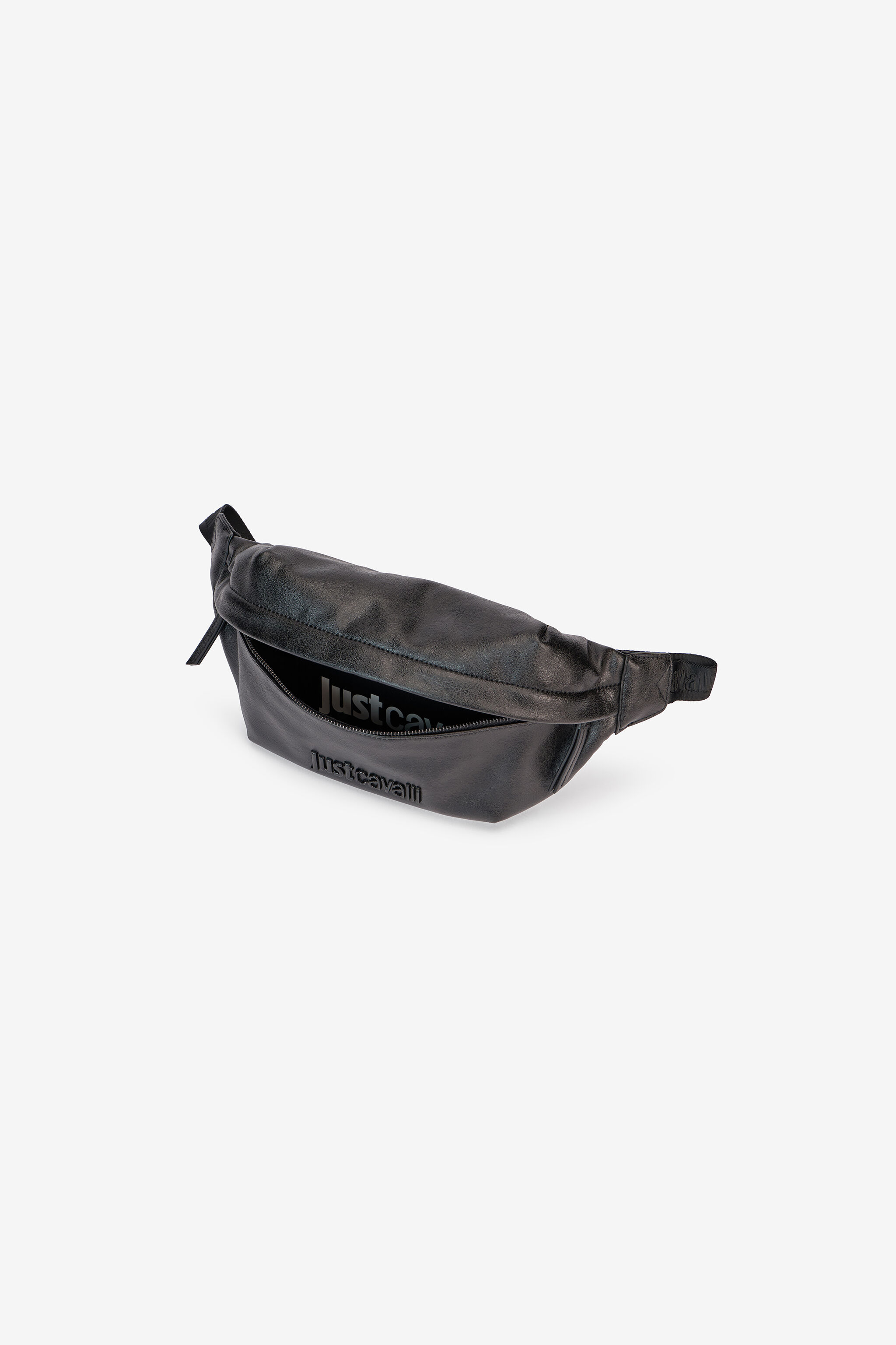 JC Hammered Effect Belt Bag With Logo JC Hammered Effect Belt Bag With Logo BLACK VFB002-VF534