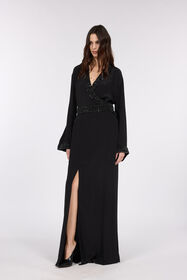 RC Silk Maxi Dress with Embellished Detail NERO/ARGENTO VWR197-SY001