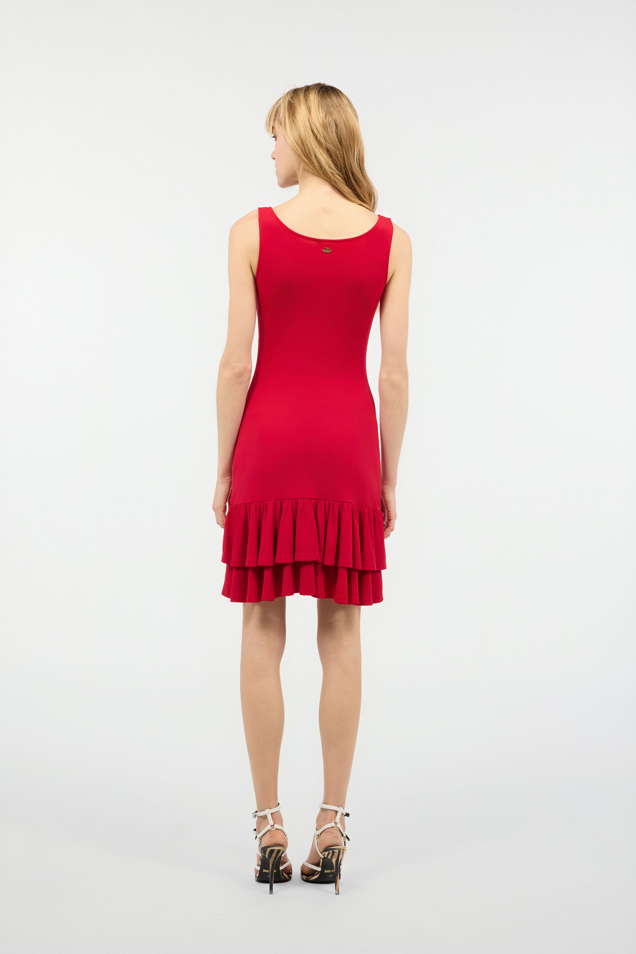 JC Short Dress With Ruffled Skirt JC Short Dress With Ruffled Skirt Red UFT170-UF236